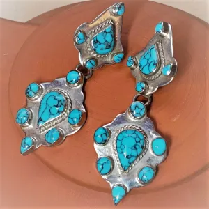 Zuni Turquoise and Silver Earrings