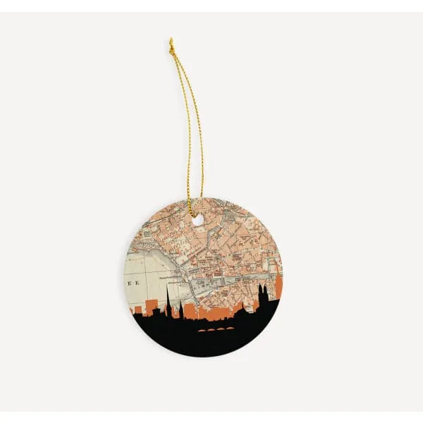 Zurich city skyline with vintage Zurich map